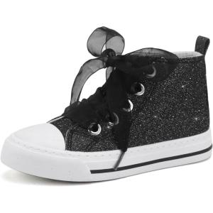 imageToandon Kids Adorable Fashion High Top Casual Canvas SneakersGlitterblack