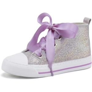 imageToandon Kids Adorable Fashion High Top Casual Canvas SneakersGlittersilver