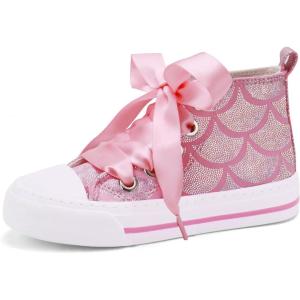imageToandon Kids Adorable Fashion High Top Casual Canvas SneakersMermaidpink