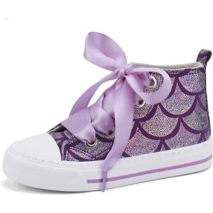 imageToandon Kids Adorable Fashion High Top Casual Canvas SneakersMermaidpurple