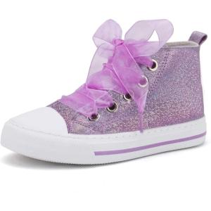 imageToandon Kids Adorable Fashion High Top Casual Canvas SneakersPurple