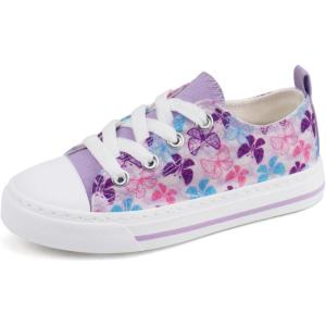 imageToandonToddler Kids Sneakers Sparkle Fashion Glitter Sequins Canvas ShoesButterfly Purple