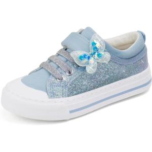 imageToandonToddler Kids Sneakers Sparkle Fashion Glitter Sequins Canvas ShoesButterflyblue Strap