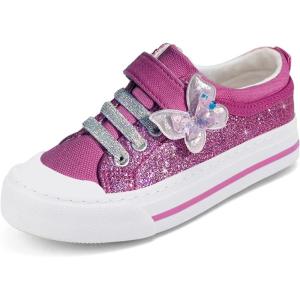 imageToandonToddler Kids Sneakers Sparkle Fashion Glitter Sequins Canvas ShoesButterflypurple Strap