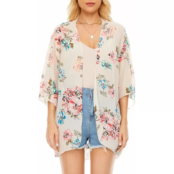 Zando Womens Floral Kimono Cover Ups Short Sleeve Kimono Cardigans Casual Shawl Cardigan Loose Open Front Kimono Tops