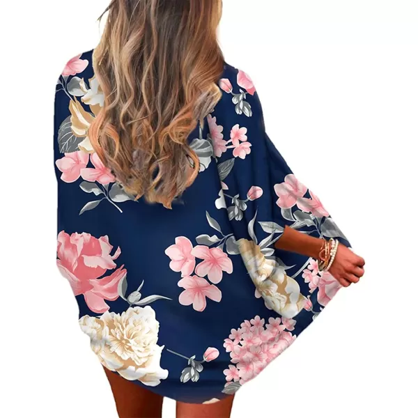 Zando Womens Floral Kimono Cover Ups Short Sleeve Kimono Cardigans Casual Shawl Cardigan Loose Open Front Kimono Tops