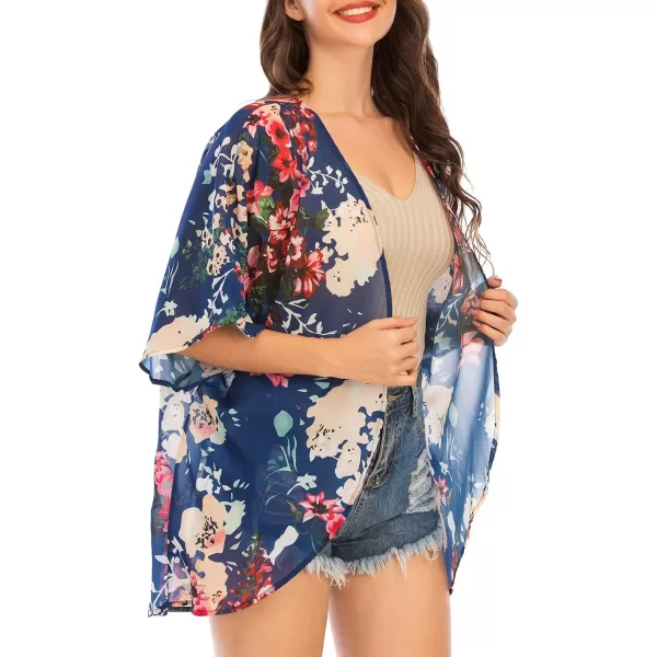 Zando Womens Floral Kimono Cover Ups Short Sleeve Kimono Cardigans Casual Shawl Cardigan Loose Open Front Kimono Tops