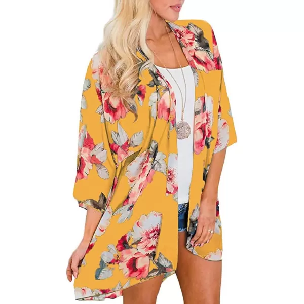 Zando Womens Floral Kimono Cover Ups Short Sleeve Kimono Cardigans Casual Shawl Cardigan Loose Open Front Kimono Tops