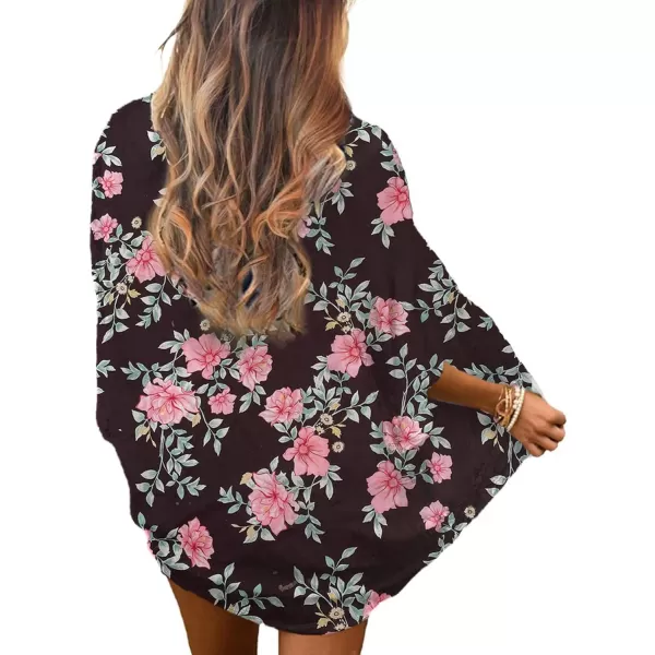 Zando Womens Floral Kimono Cover Ups Short Sleeve Kimono Cardigans Casual Shawl Cardigan Loose Open Front Kimono Tops