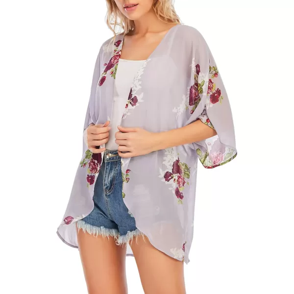 Zando Womens Floral Kimono Cover Ups Short Sleeve Kimono Cardigans Casual Shawl Cardigan Loose Open Front Kimono Tops