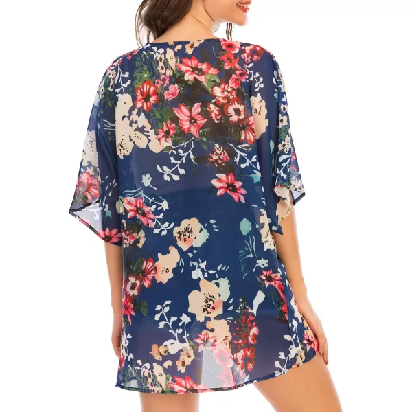 Zando Womens Floral Kimono Cover Ups Short Sleeve Kimono Cardigans Casual Shawl Cardigan Loose Open Front Kimono Tops