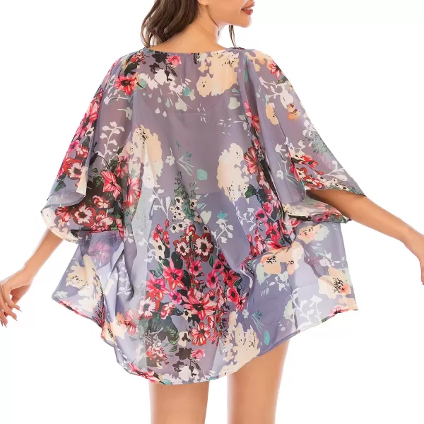 Zando Womens Floral Kimono Cover Ups Short Sleeve Kimono Cardigans Casual Shawl Cardigan Loose Open Front Kimono Tops