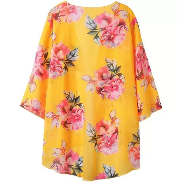 Zando Womens Floral Kimono Cover Ups Short Sleeve Kimono Cardigans Casual Shawl Cardigan Loose Open Front Kimono Tops