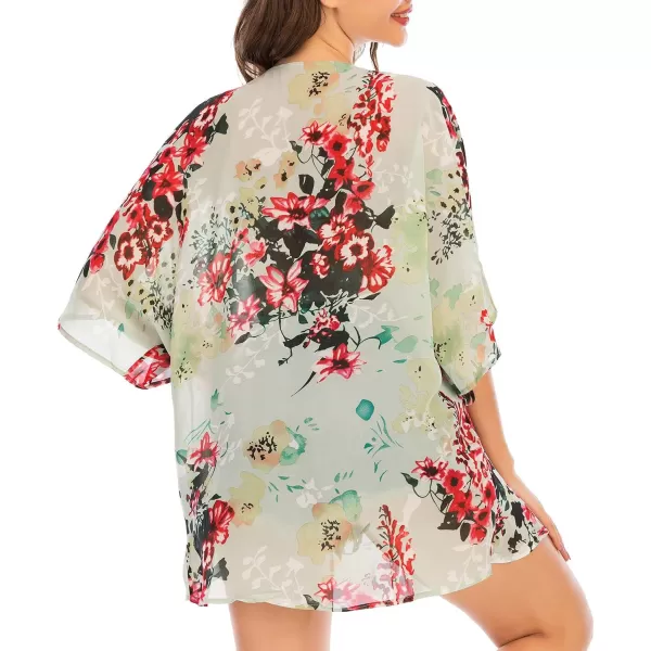 Zando Womens Floral Kimono Cover Ups Short Sleeve Kimono Cardigans Casual Shawl Cardigan Loose Open Front Kimono Tops