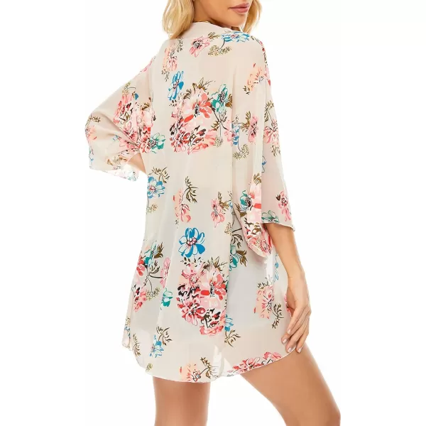 Zando Womens Floral Kimono Cover Ups Short Sleeve Kimono Cardigans Casual Shawl Cardigan Loose Open Front Kimono Tops