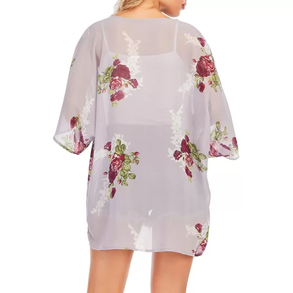 Zando Womens Floral Kimono Cover Ups Short Sleeve Kimono Cardigans Casual Shawl Cardigan Loose Open Front Kimono Tops