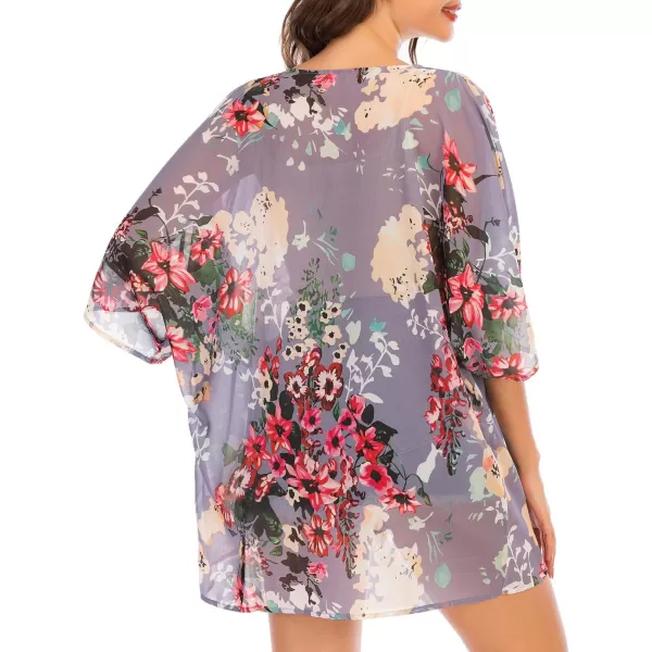 Zando Womens Floral Kimono Cover Ups Short Sleeve Kimono Cardigans Casual Shawl Cardigan Loose Open Front Kimono Tops