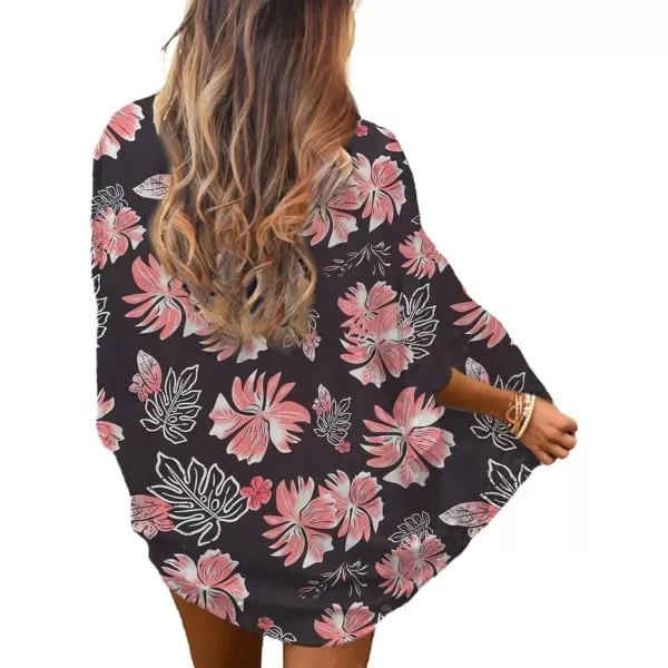 Zando Womens Floral Kimono Cover Ups Short Sleeve Kimono Cardigans Casual Shawl Cardigan Loose Open Front Kimono Tops