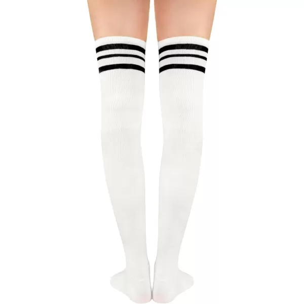 Zando Womens Stripes Thin Tube Socks Thigh High Tights Over Knee Socks Casual Knee High Stockings Striped Thigh Highs