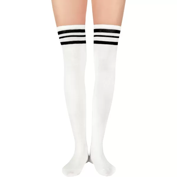 Zando Womens Stripes Thin Tube Socks Thigh High Tights Over Knee Socks Casual Knee High Stockings Striped Thigh Highs