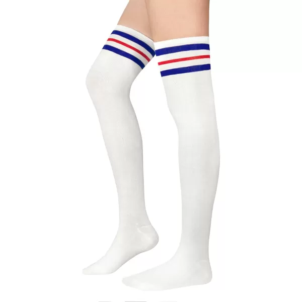 Zando Womens Stripes Thin Tube Socks Thigh High Tights Over Knee Socks Casual Knee High Stockings Striped Thigh Highs