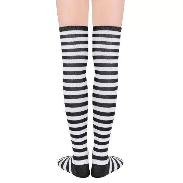 Zando Womens Stripes Thin Tube Socks Thigh High Tights Over Knee Socks Casual Knee High Stockings Striped Thigh Highs