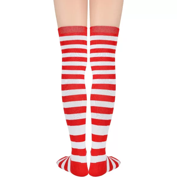 Zando Womens Stripes Thin Tube Socks Thigh High Tights Over Knee Socks Casual Knee High Stockings Striped Thigh Highs