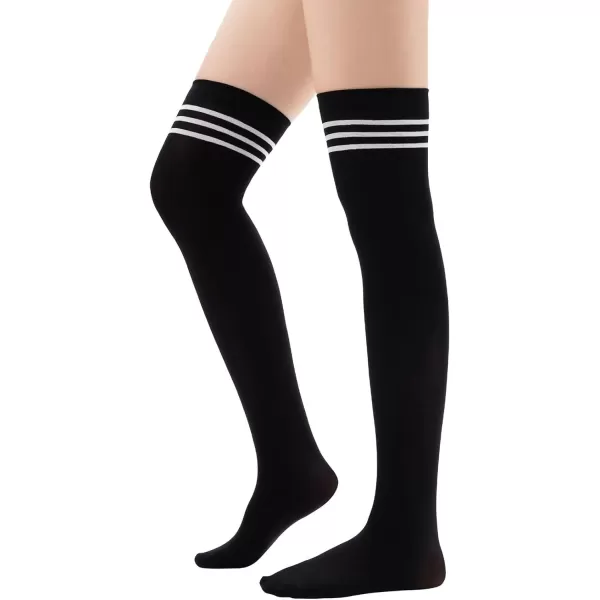 Zando Womens Stripes Thin Tube Socks Thigh High Tights Over Knee Socks Casual Knee High Stockings Striped Thigh Highs