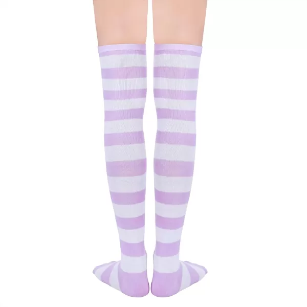 Zando Womens Stripes Thin Tube Socks Thigh High Tights Over Knee Socks Casual Knee High Stockings Striped Thigh Highs