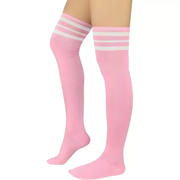 Zando Womens Stripes Thin Tube Socks Thigh High Tights Over Knee Socks Casual Knee High Stockings Striped Thigh Highs
