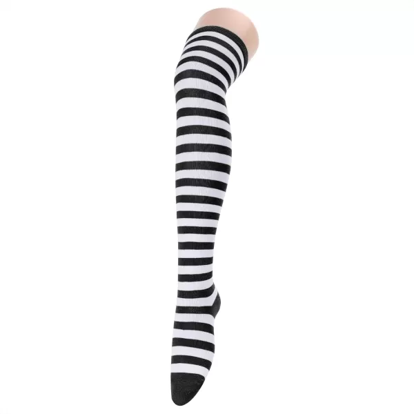 Zando Womens Stripes Thin Tube Socks Thigh High Tights Over Knee Socks Casual Knee High Stockings Striped Thigh Highs