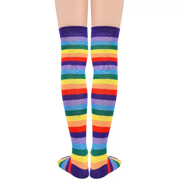 Zando Womens Stripes Thin Tube Socks Thigh High Tights Over Knee Socks Casual Knee High Stockings Striped Thigh Highs