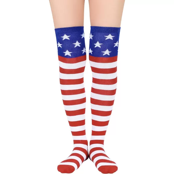 Zando Womens Stripes Thin Tube Socks Thigh High Tights Over Knee Socks Casual Knee High Stockings Striped Thigh Highs