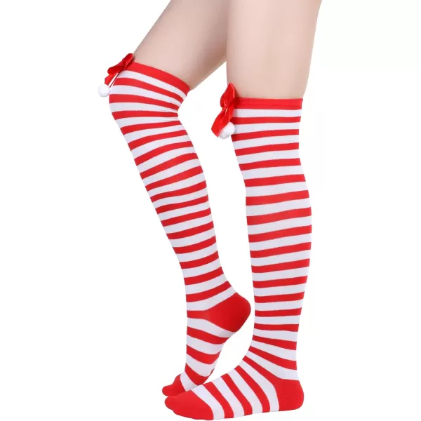 Zando Womens Stripes Thin Tube Socks Thigh High Tights Over Knee Socks Casual Knee High Stockings Striped Thigh Highs