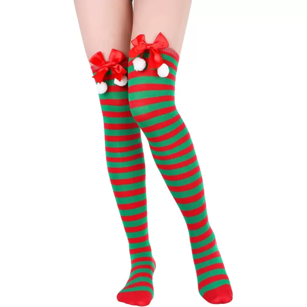 Zando Womens Stripes Thin Tube Socks Thigh High Tights Over Knee Socks Casual Knee High Stockings Striped Thigh Highs