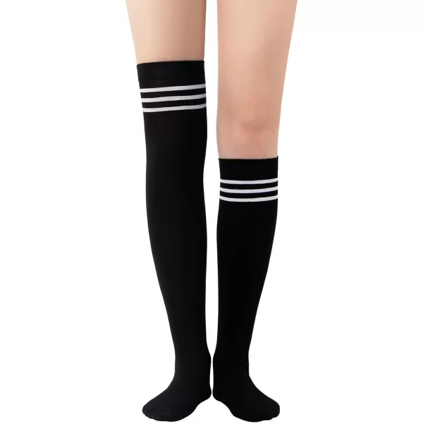 Zando Womens Stripes Thin Tube Socks Thigh High Tights Over Knee Socks Casual Knee High Stockings Striped Thigh Highs