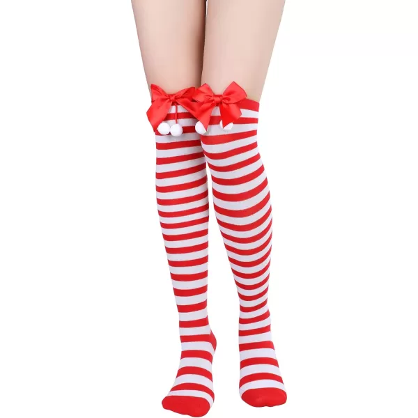 Zando Womens Stripes Thin Tube Socks Thigh High Tights Over Knee Socks Casual Knee High Stockings Striped Thigh Highs