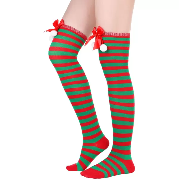 Zando Womens Stripes Thin Tube Socks Thigh High Tights Over Knee Socks Casual Knee High Stockings Striped Thigh Highs