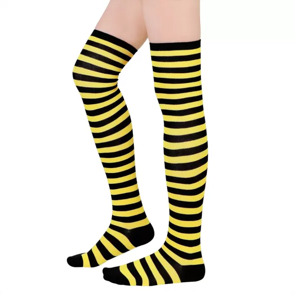 Zando Womens Stripes Thin Tube Socks Thigh High Tights Over Knee Socks Casual Knee High Stockings Striped Thigh Highs