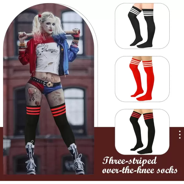 Zando Womens Stripes Thin Tube Socks Thigh High Tights Over Knee Socks Casual Knee High Stockings Striped Thigh Highs