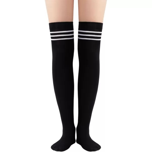 Zando Womens Stripes Thin Tube Socks Thigh High Tights Over Knee Socks Casual Knee High Stockings Striped Thigh Highs