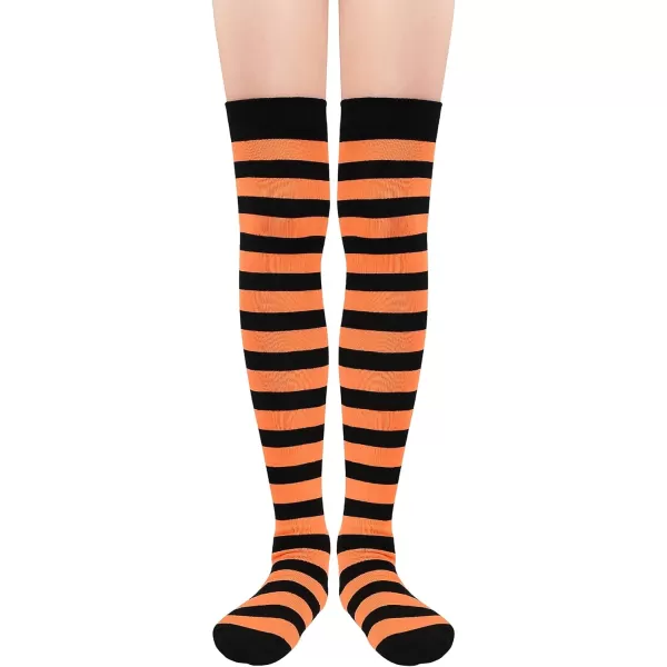 Zando Womens Stripes Thin Tube Socks Thigh High Tights Over Knee Socks Casual Knee High Stockings Striped Thigh Highs