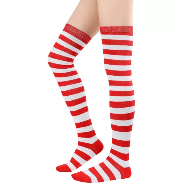 Zando Womens Stripes Thin Tube Socks Thigh High Tights Over Knee Socks Casual Knee High Stockings Striped Thigh Highs