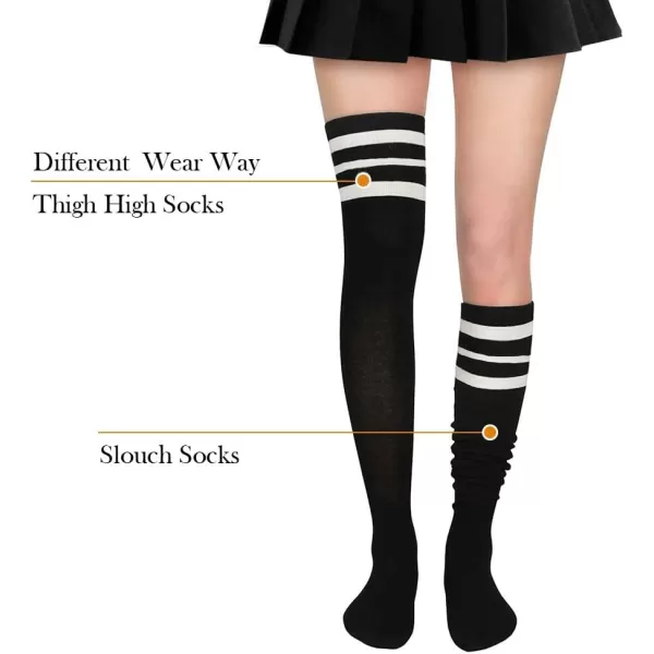 Zando Womens Stripes Thin Tube Socks Thigh High Tights Over Knee Socks Casual Knee High Stockings Striped Thigh Highs