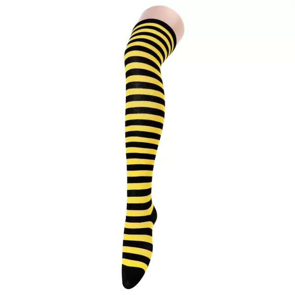 Zando Womens Stripes Thin Tube Socks Thigh High Tights Over Knee Socks Casual Knee High Stockings Striped Thigh Highs