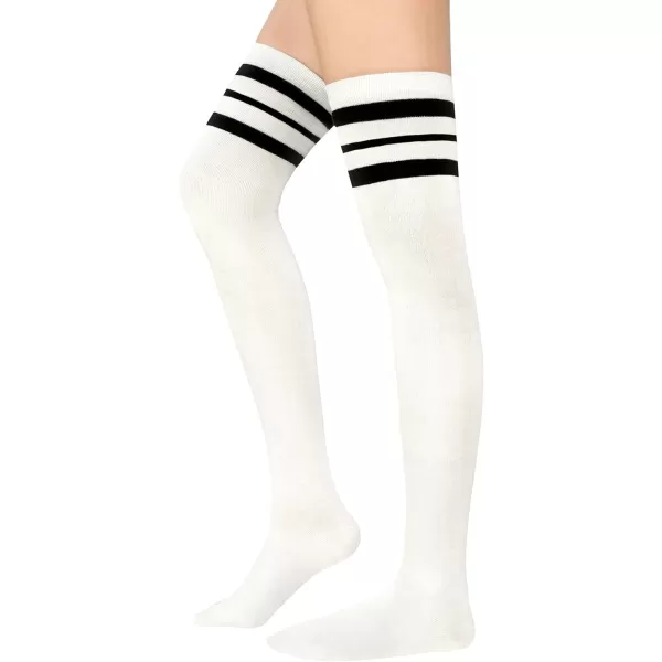 Zando Womens Stripes Thin Tube Socks Thigh High Tights Over Knee Socks Casual Knee High Stockings Striped Thigh Highs
