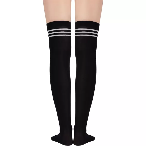 Zando Womens Stripes Thin Tube Socks Thigh High Tights Over Knee Socks Casual Knee High Stockings Striped Thigh Highs