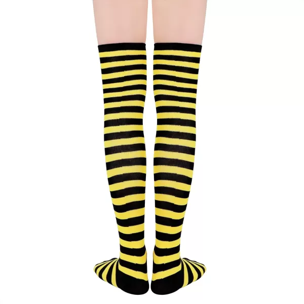 Zando Womens Stripes Thin Tube Socks Thigh High Tights Over Knee Socks Casual Knee High Stockings Striped Thigh Highs
