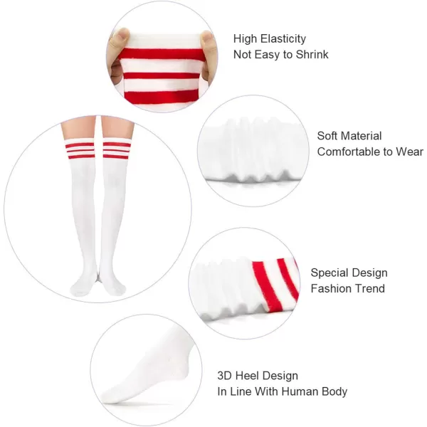 Zando Womens Stripes Thin Tube Socks Thigh High Tights Over Knee Socks Casual Knee High Stockings Striped Thigh Highs