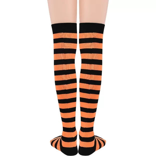 Zando Womens Stripes Thin Tube Socks Thigh High Tights Over Knee Socks Casual Knee High Stockings Striped Thigh Highs
